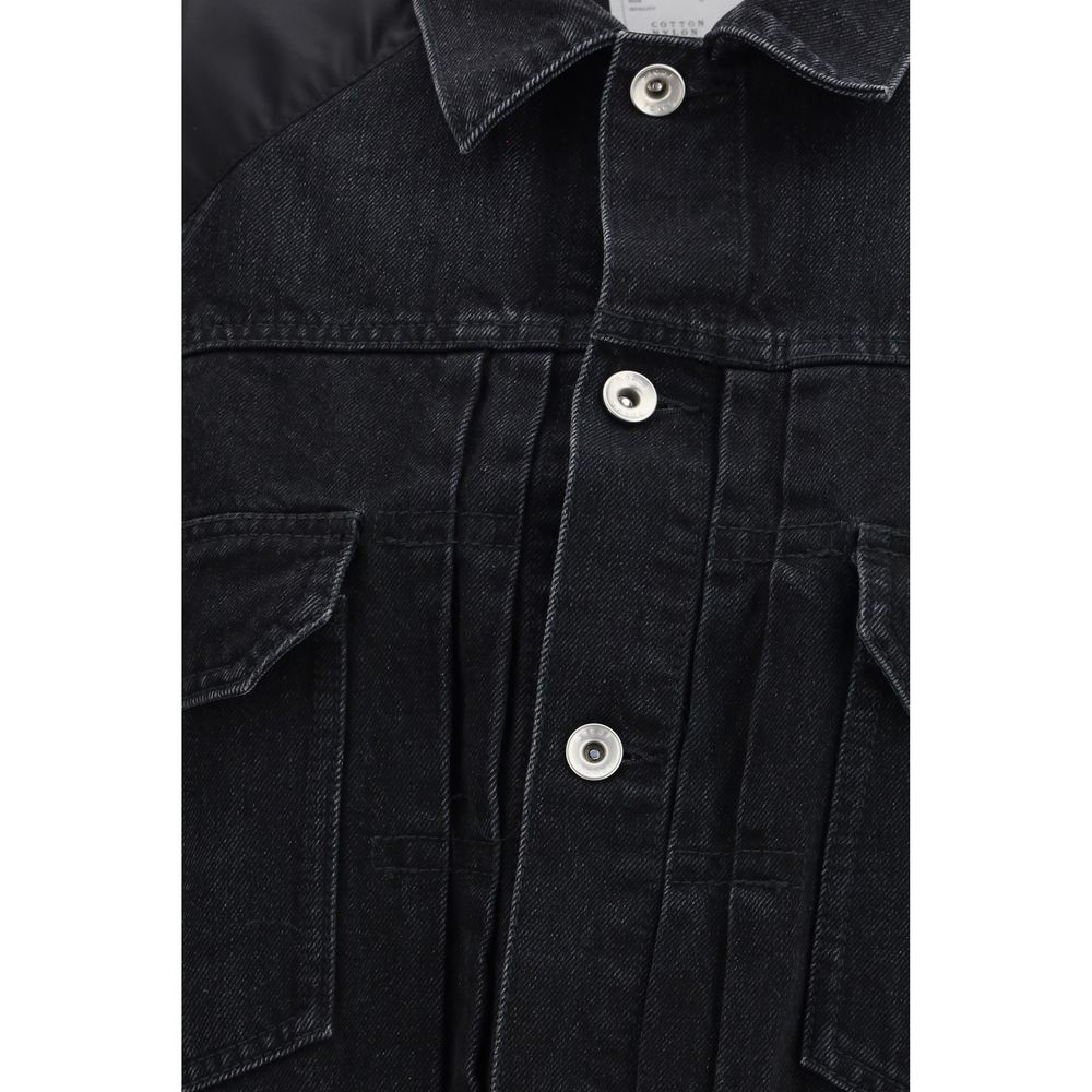 Veste en jean en coton noir Sacai