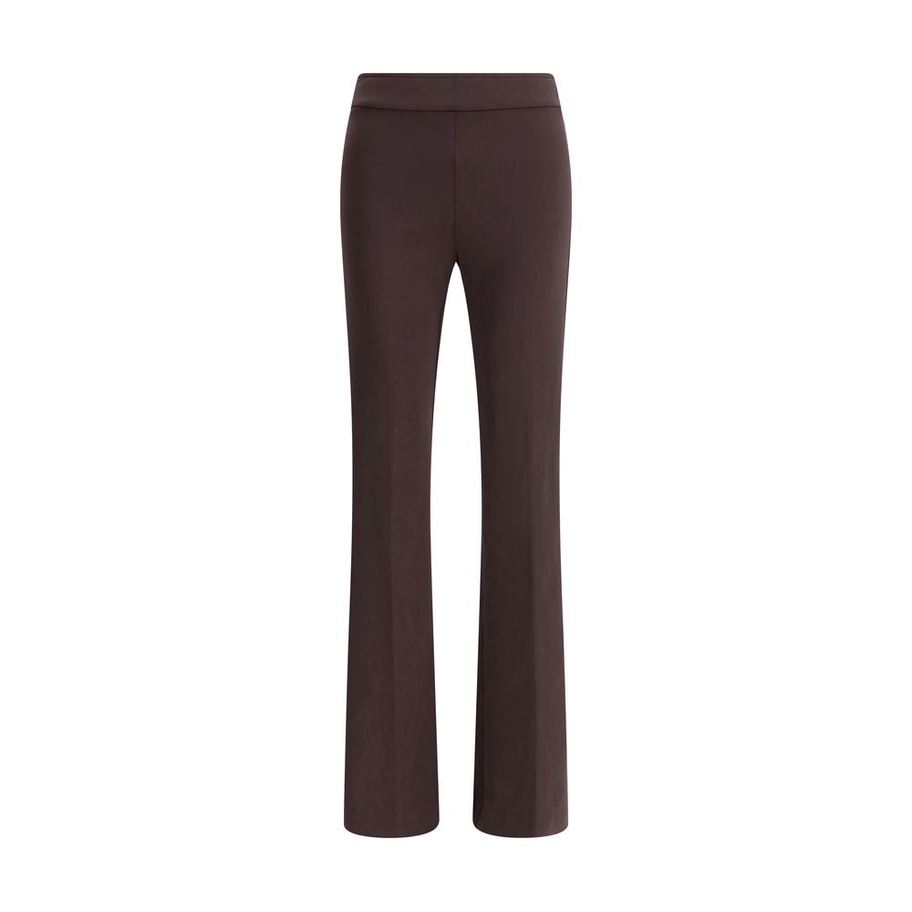 Pantalon évasé marron en élasthanne Avenue Montaigne