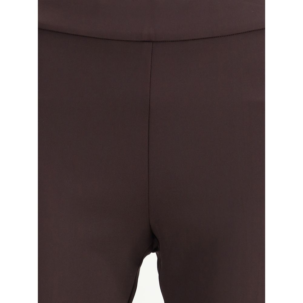 Pantalon évasé marron en élasthanne Avenue Montaigne