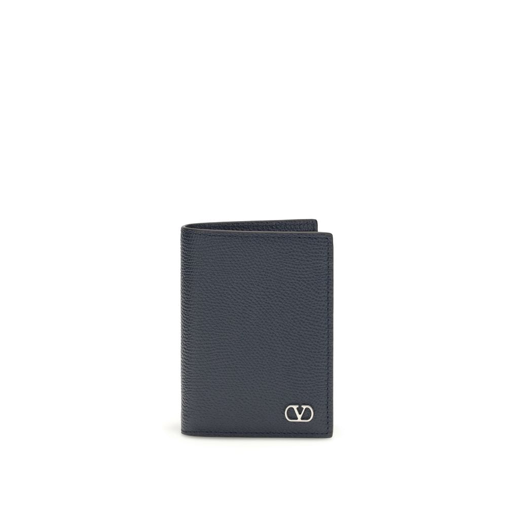 Portefeuille Valentino Garavani en Cuir de Veau Bleu Bos Taurus