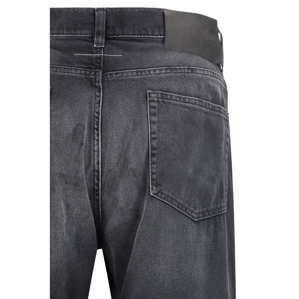 Jean droit en coton noir MM6