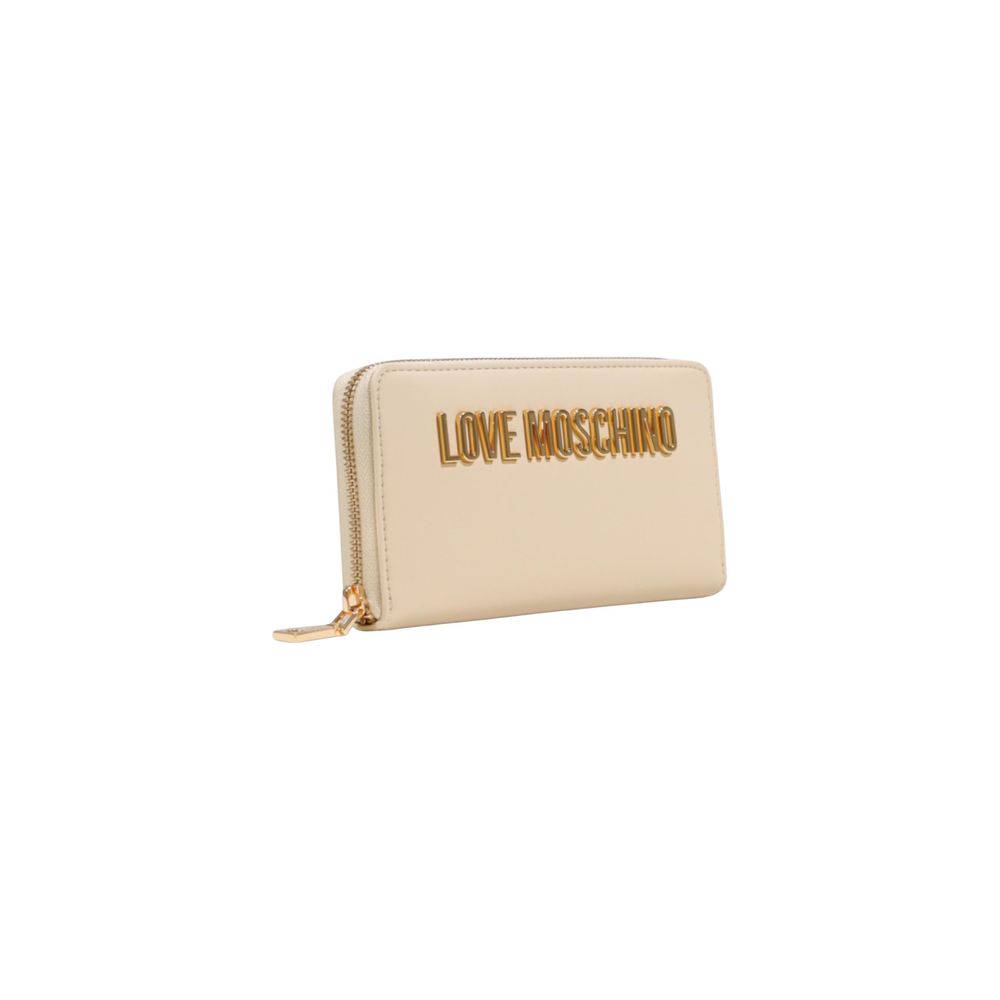 Portefeuille en polyéthylène beige Love Moschino