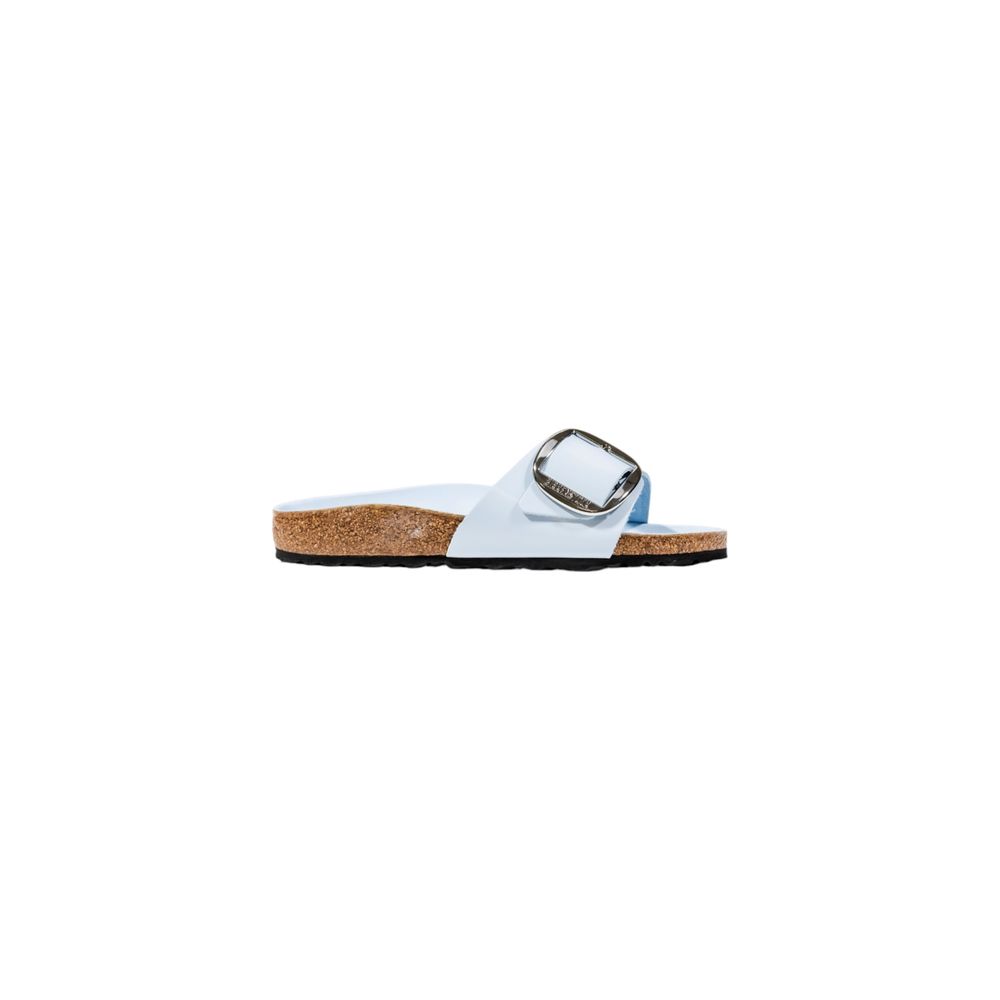 Sandales plates Birkenstock bleues en similicuir