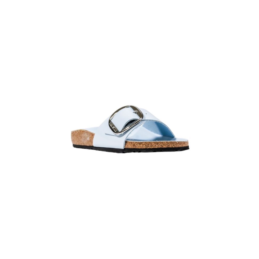 Sandales plates Birkenstock bleues en similicuir