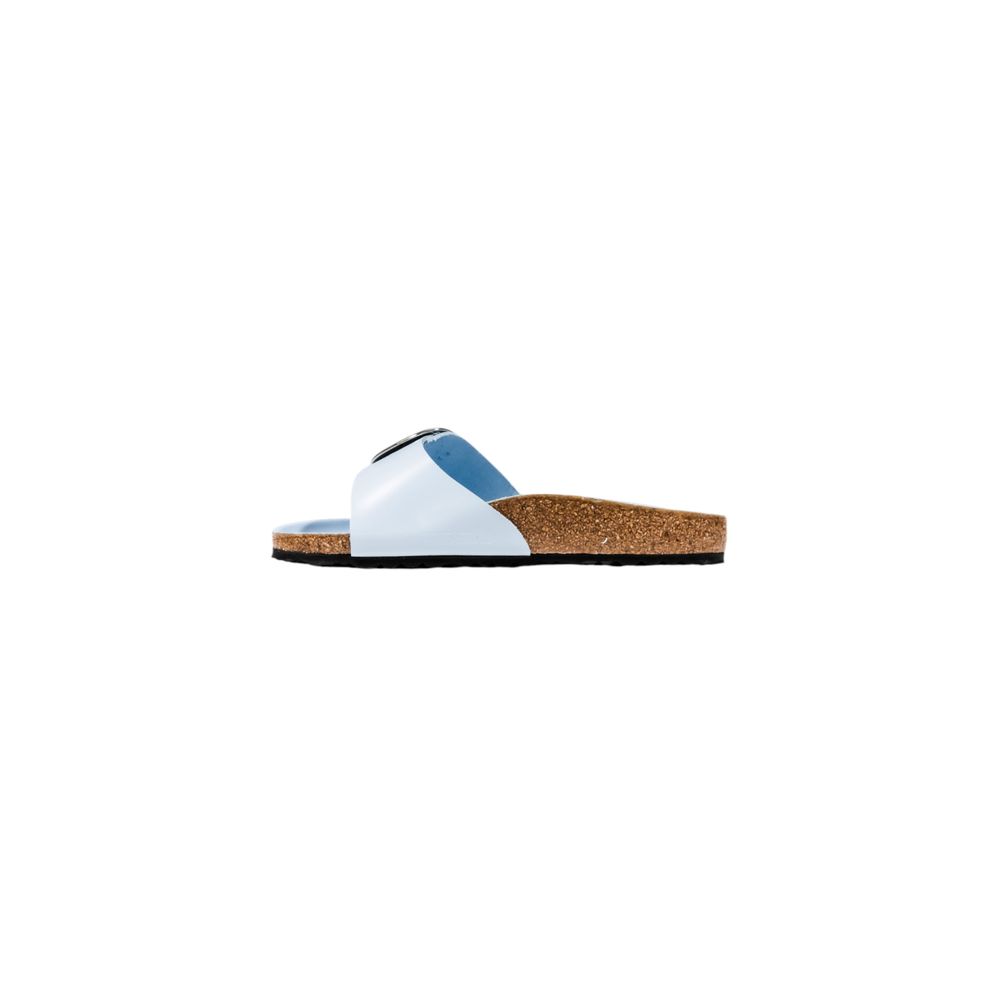 Sandales plates Birkenstock bleues en similicuir