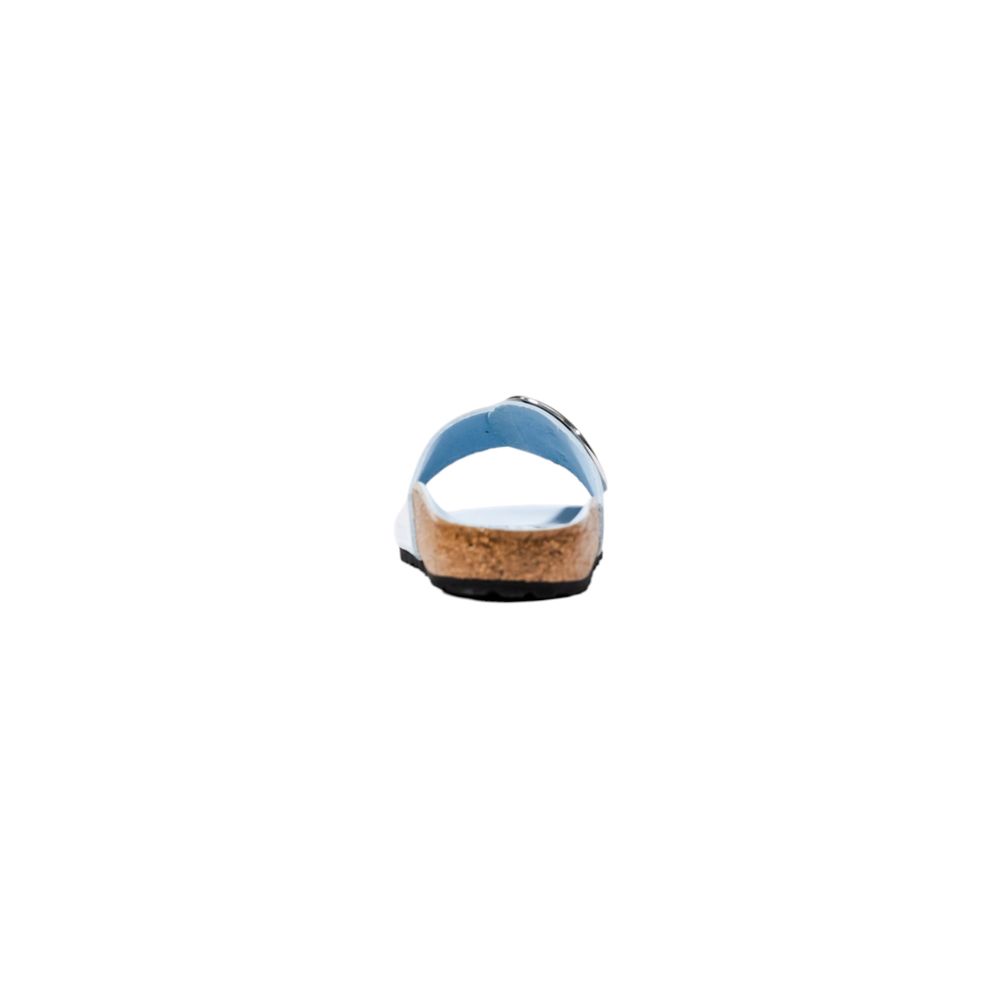 Sandales plates Birkenstock bleues en similicuir