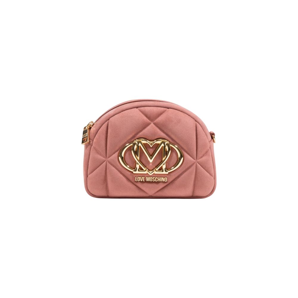 Sac à main Love Moschino en cuir suédé rose