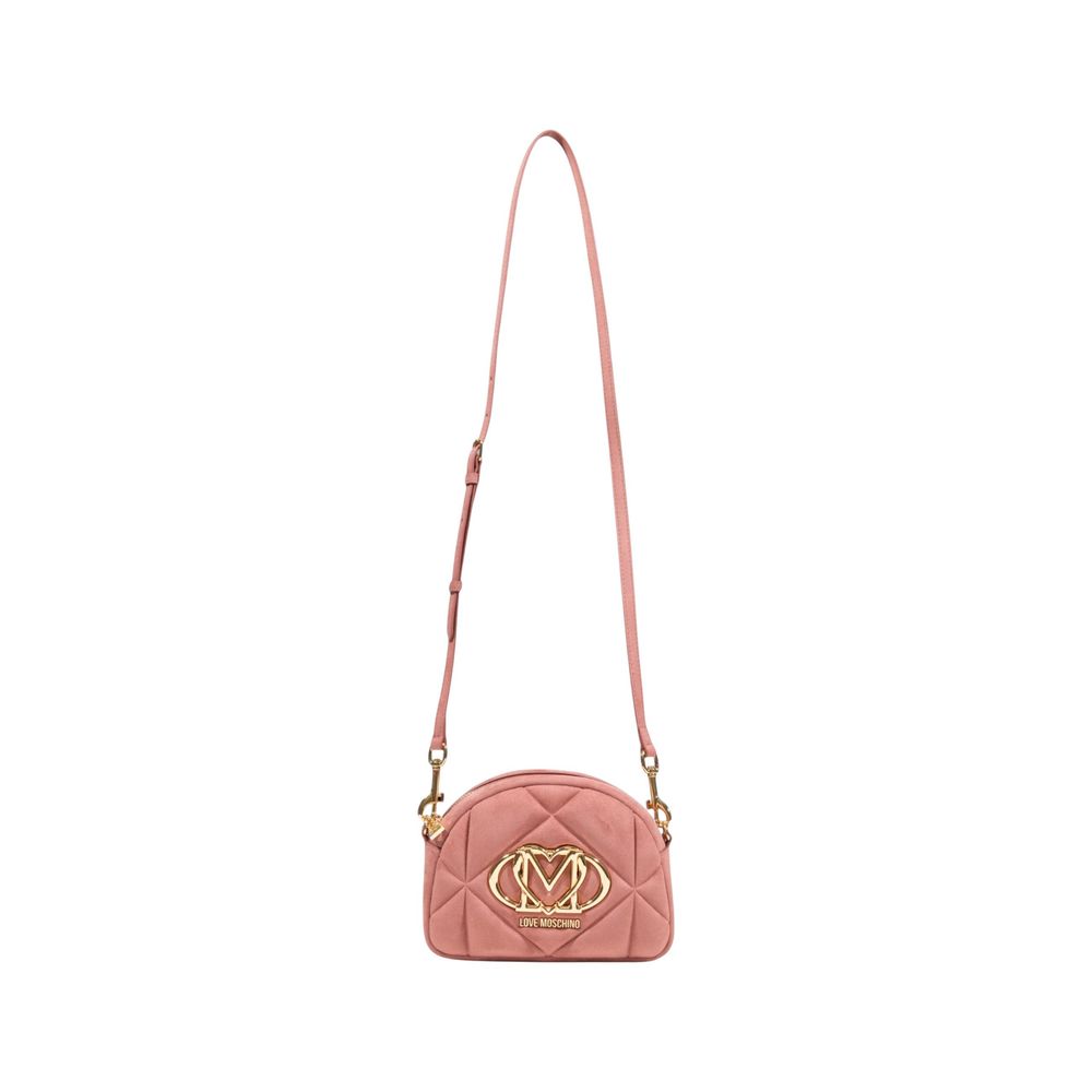 Sac à main Love Moschino en cuir suédé rose