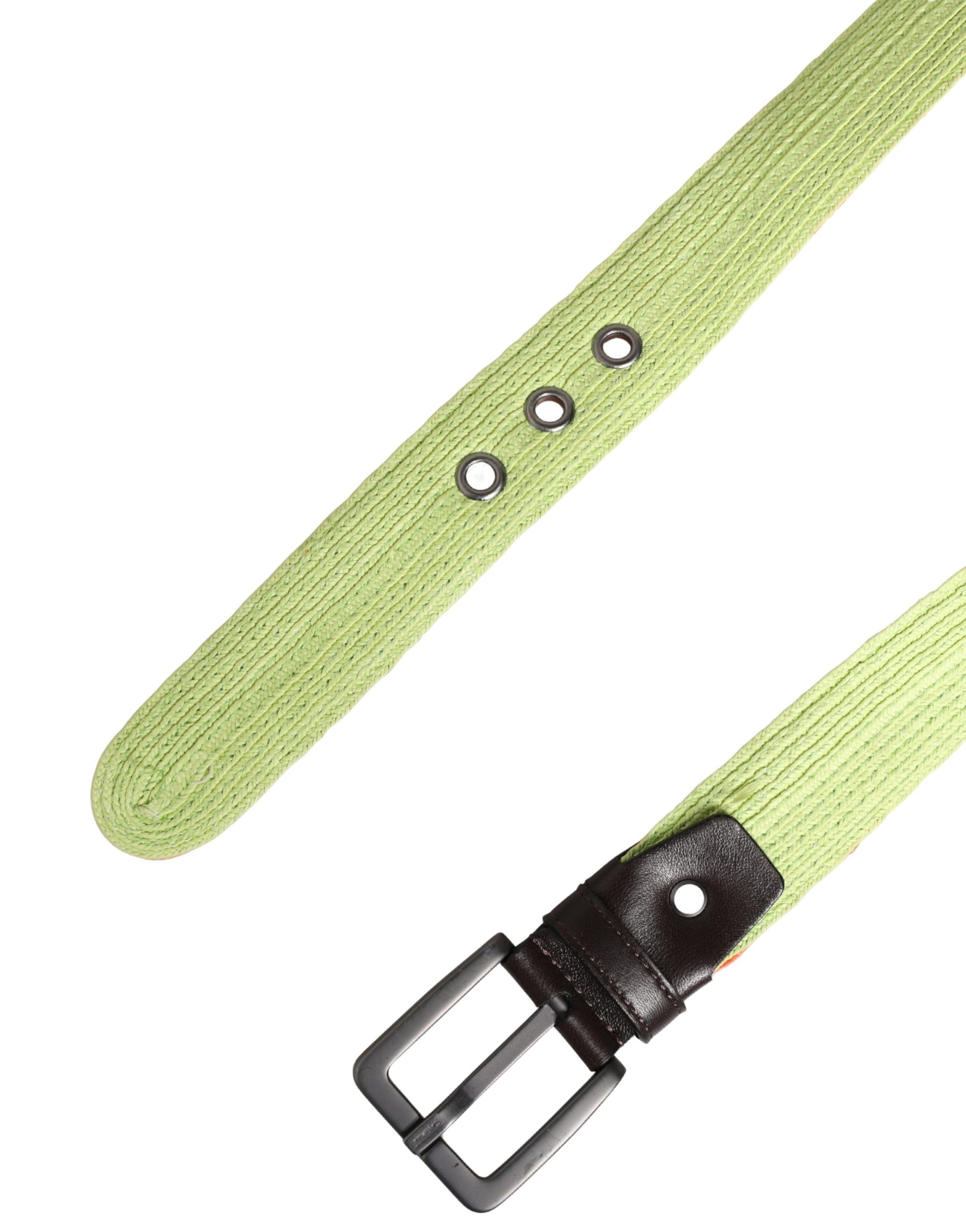 Ceinture tressée Malo verte et orange avec boucle en métal