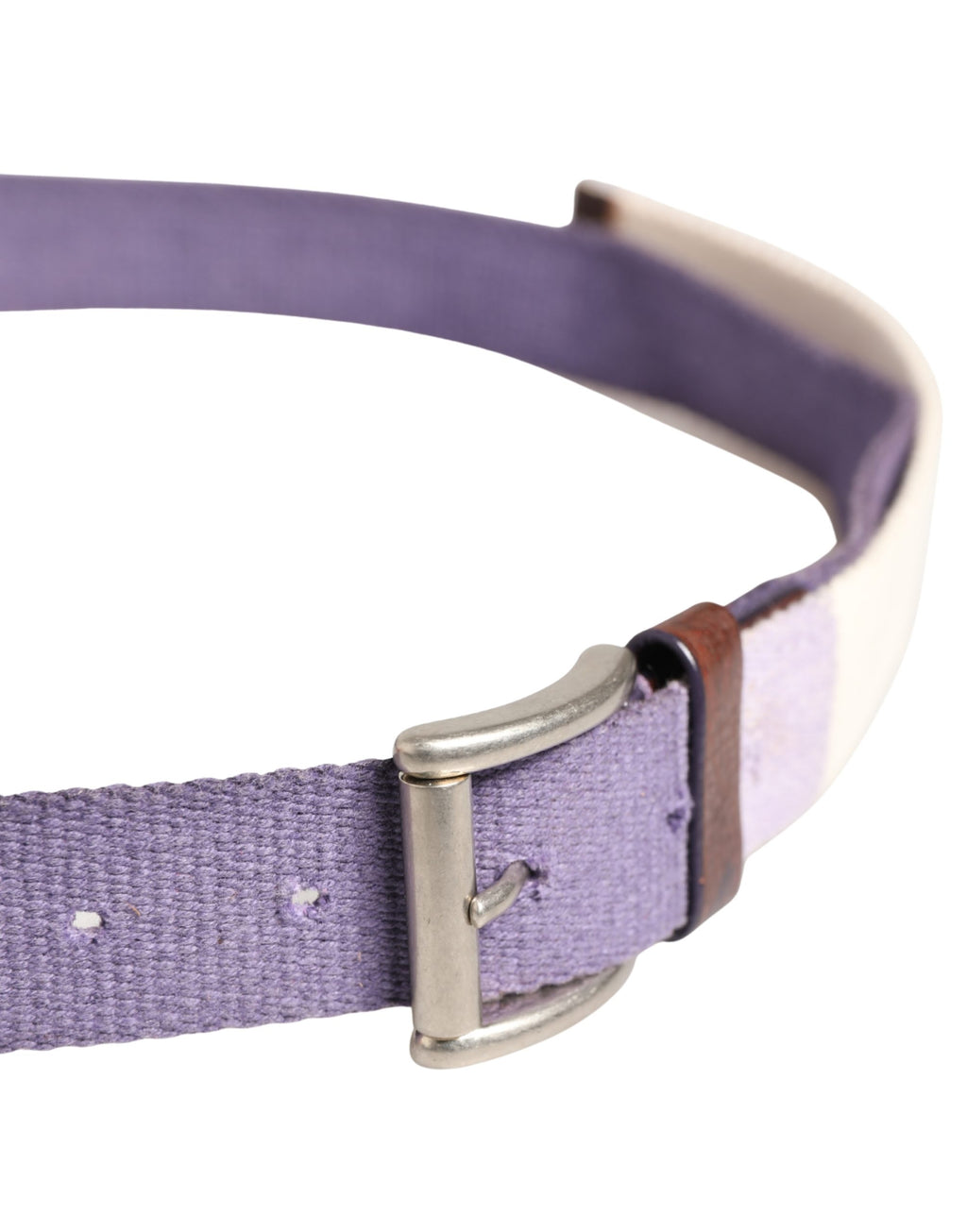 Ceinture Ermanno Scervino homme en toile violette et boucle en métal argenté