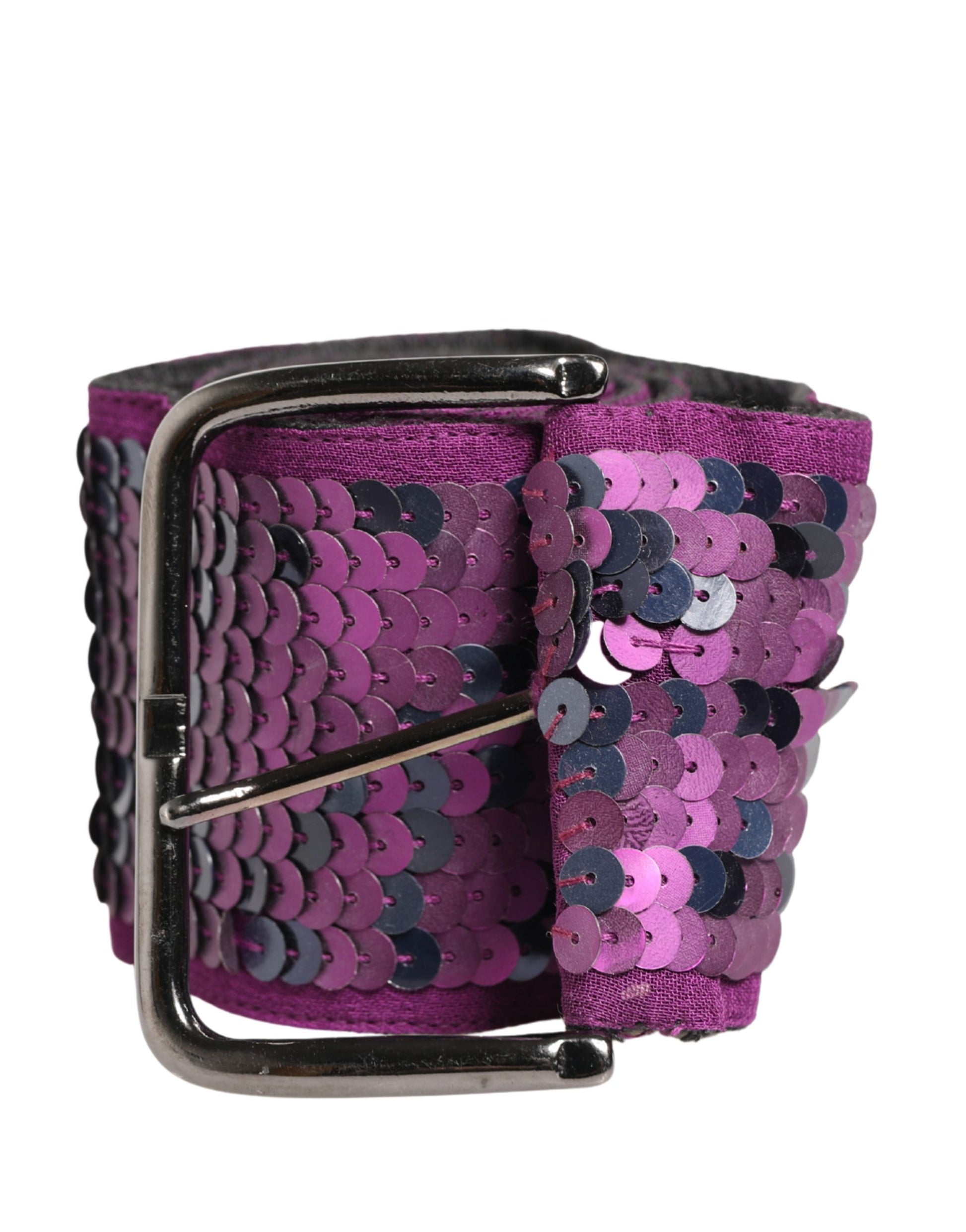 Ceinture GF Ferre Femme Violette Pailletée Boucle Métal Argenté