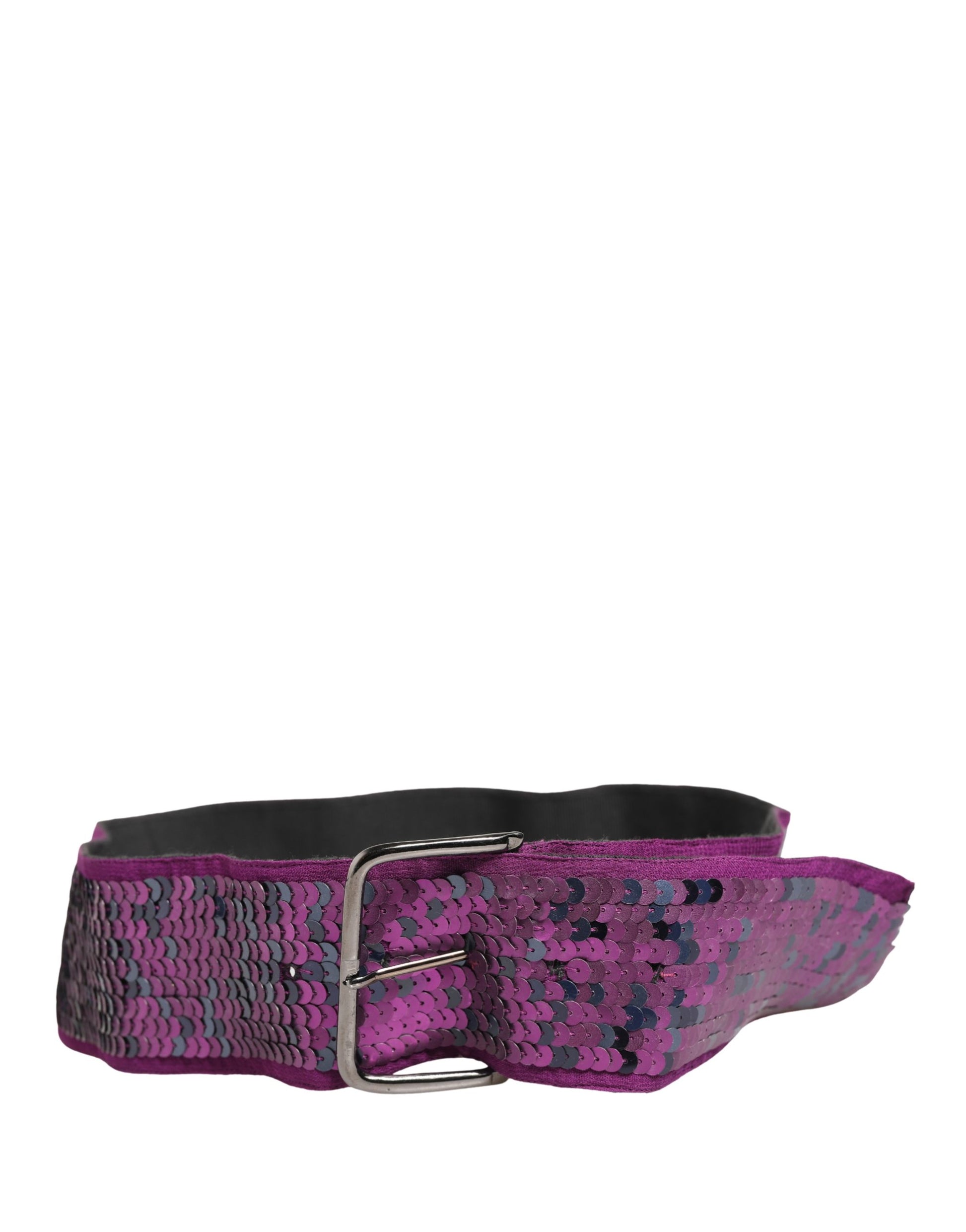 Ceinture GF Ferre Femme Violette Pailletée Boucle Métal Argenté