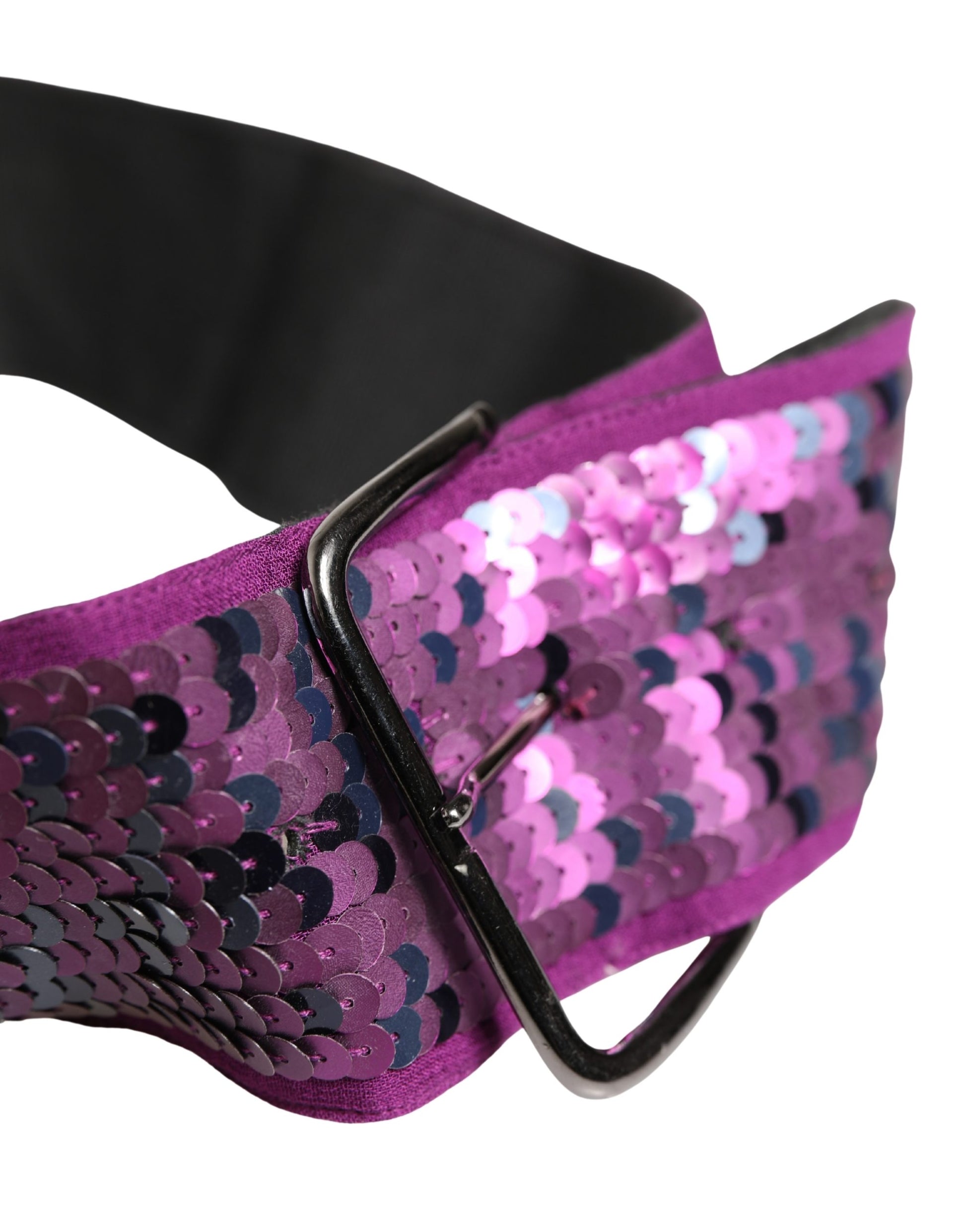 Ceinture GF Ferre Femme Violette Pailletée Boucle Métal Argenté
