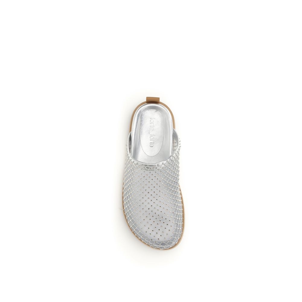 Forte_Forte Silver Calf Leather Bos Taurus Mules