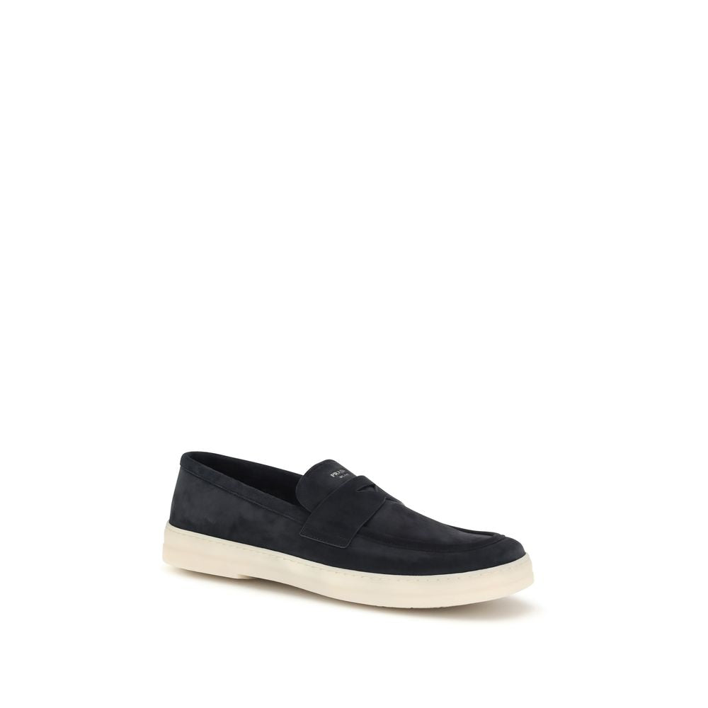 Mocassins à enfiler Prada en cuir de veau bleu Bos Taurus