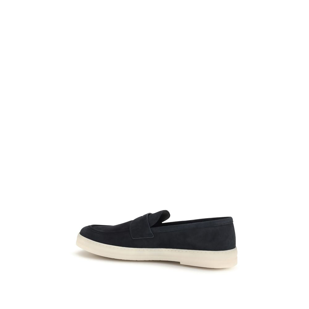 Mocassins à enfiler Prada en cuir de veau bleu Bos Taurus