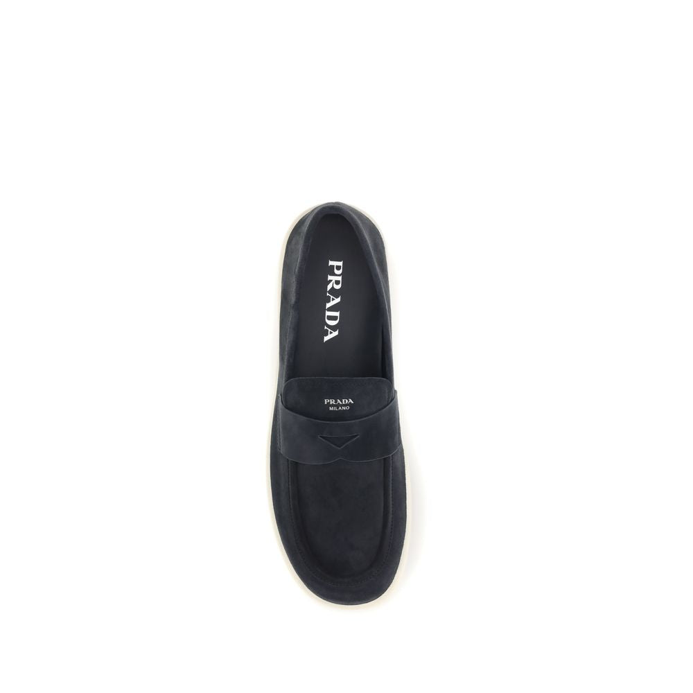 Mocassins à enfiler Prada en cuir de veau bleu Bos Taurus