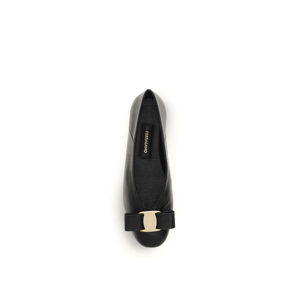 Ferragamo Black Ballet Flats for Women side view