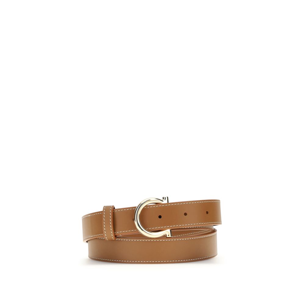 Ceinture Ferragamo en cuir de veau beige Bos Taurus