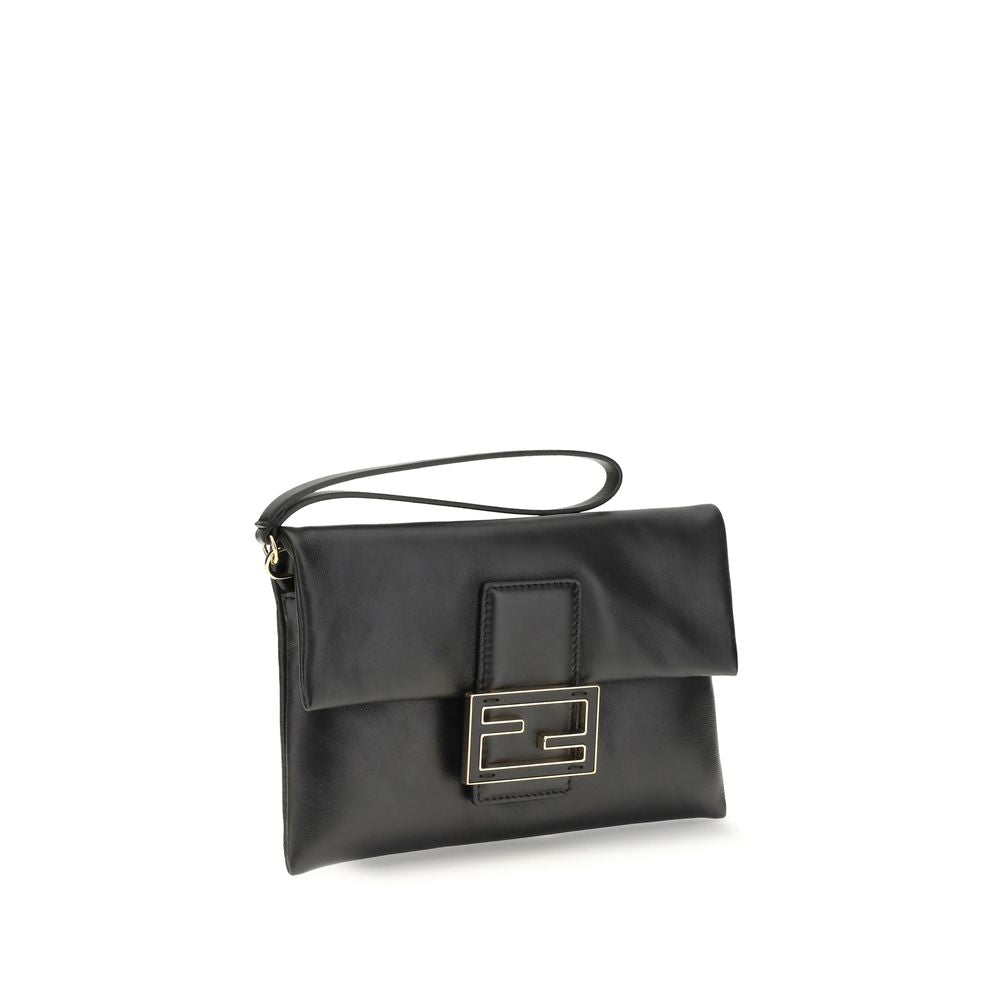 Pochette Fendi noire en agneau Ovis Aries