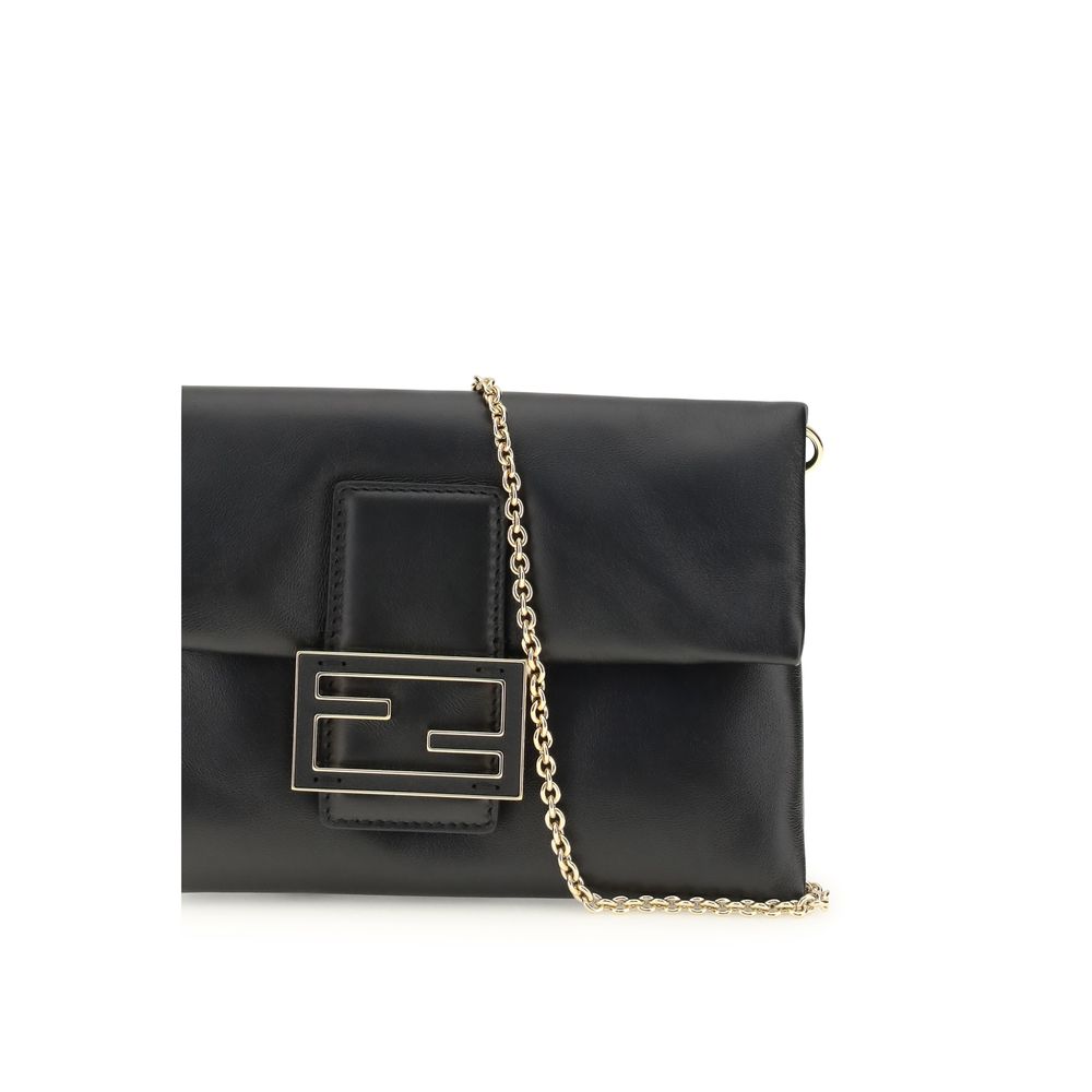 Pochette Fendi noire en agneau Ovis Aries