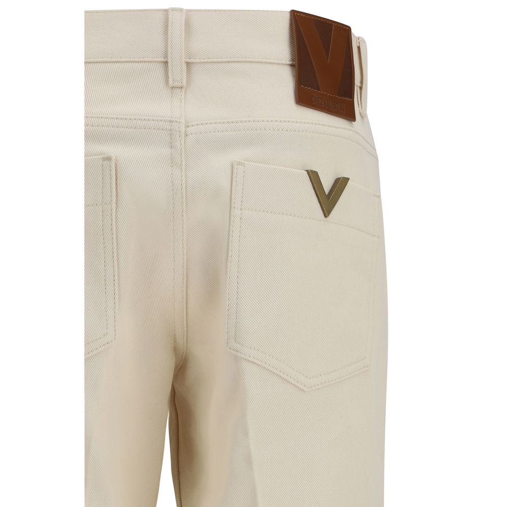 Jean flare Valentino en coton beige