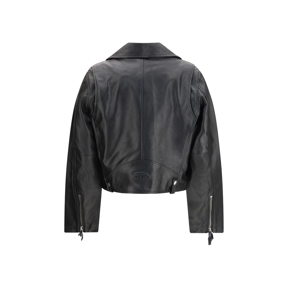 Blouson en cuir de veau noir Diesel