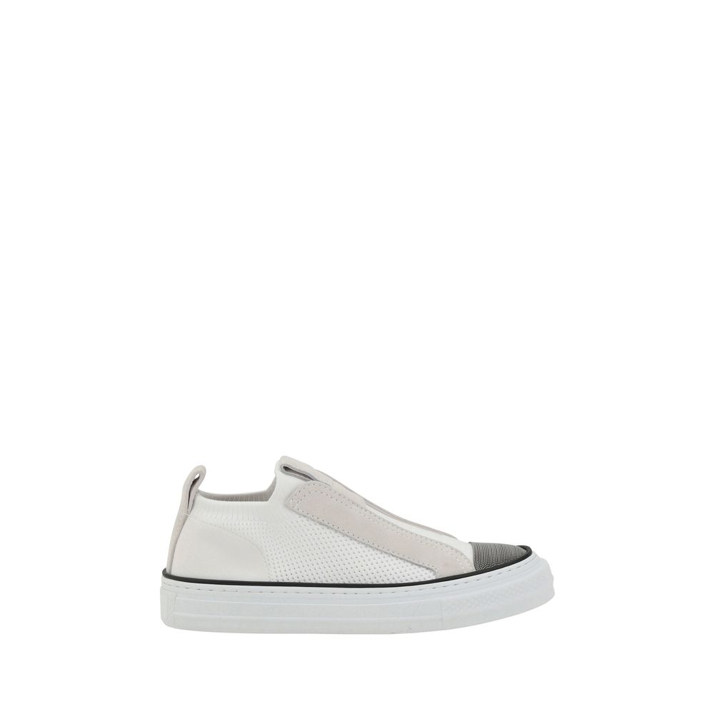 Baskets basses en nylon blanc Brunello Cucinelli