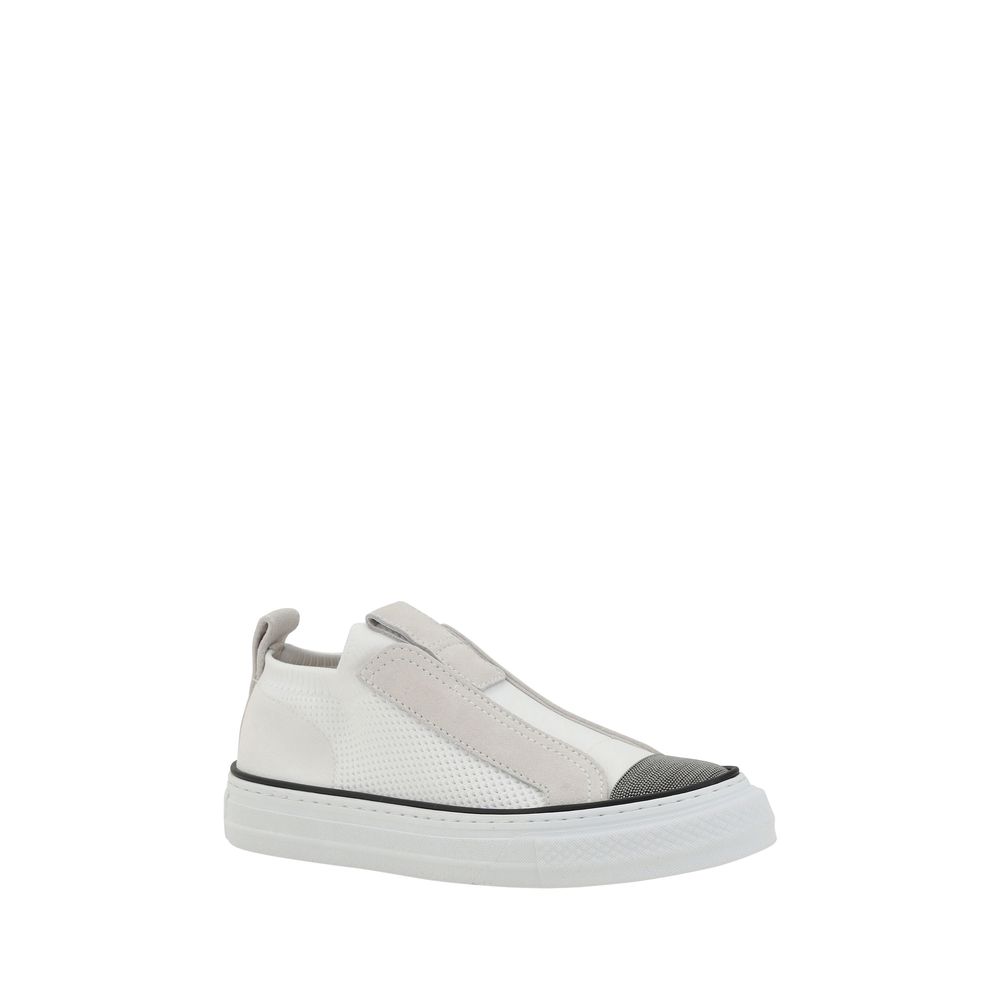 Baskets basses en nylon blanc Brunello Cucinelli