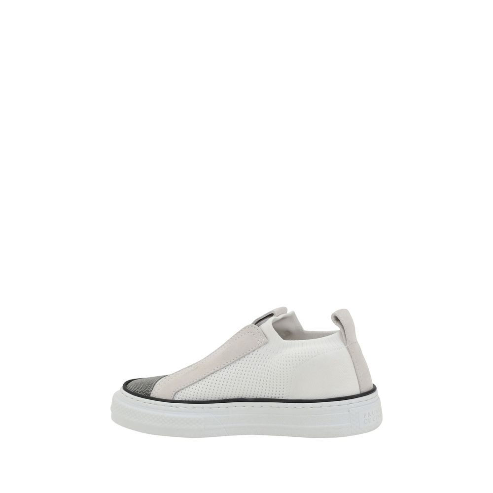 Baskets basses en nylon blanc Brunello Cucinelli