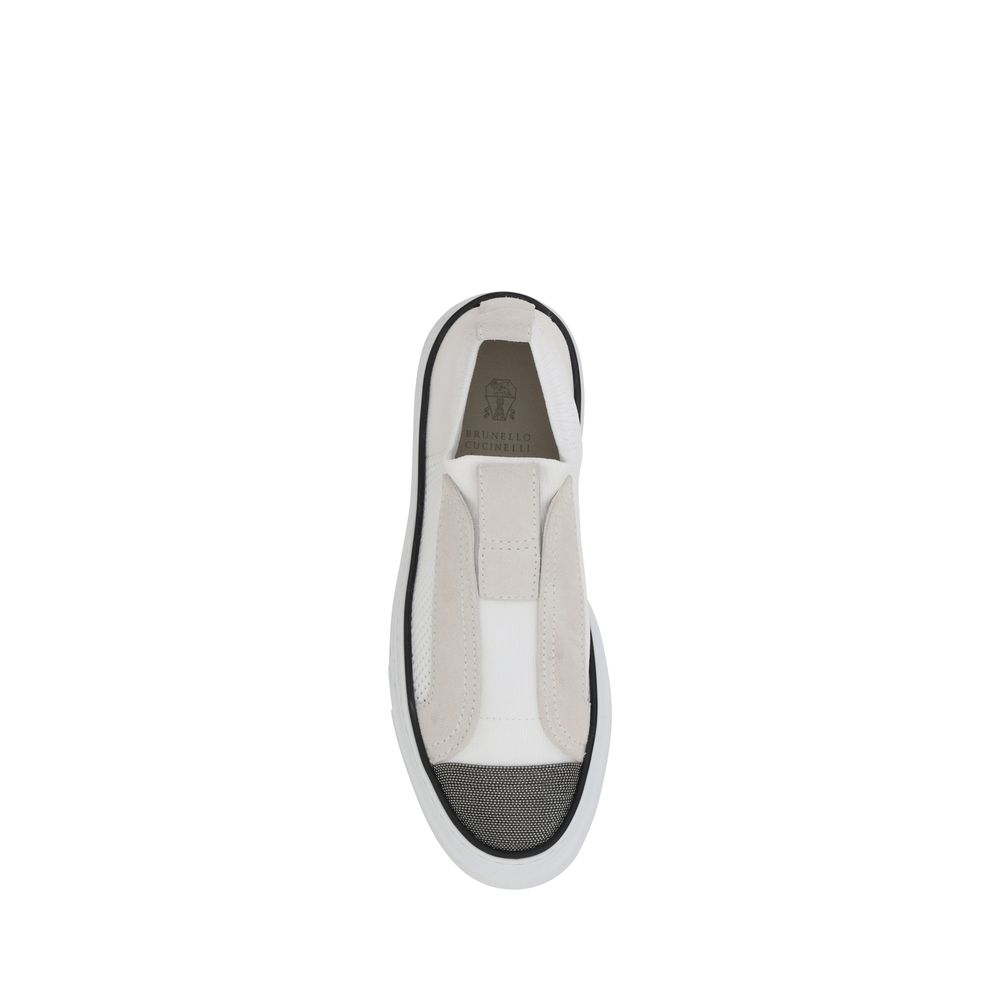 Baskets basses en nylon blanc Brunello Cucinelli
