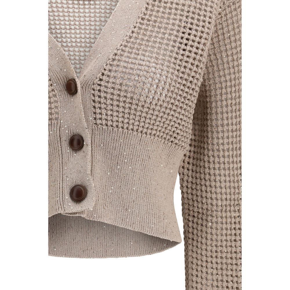 Brunello Cucinelli Beige Cardigan for Women detail view