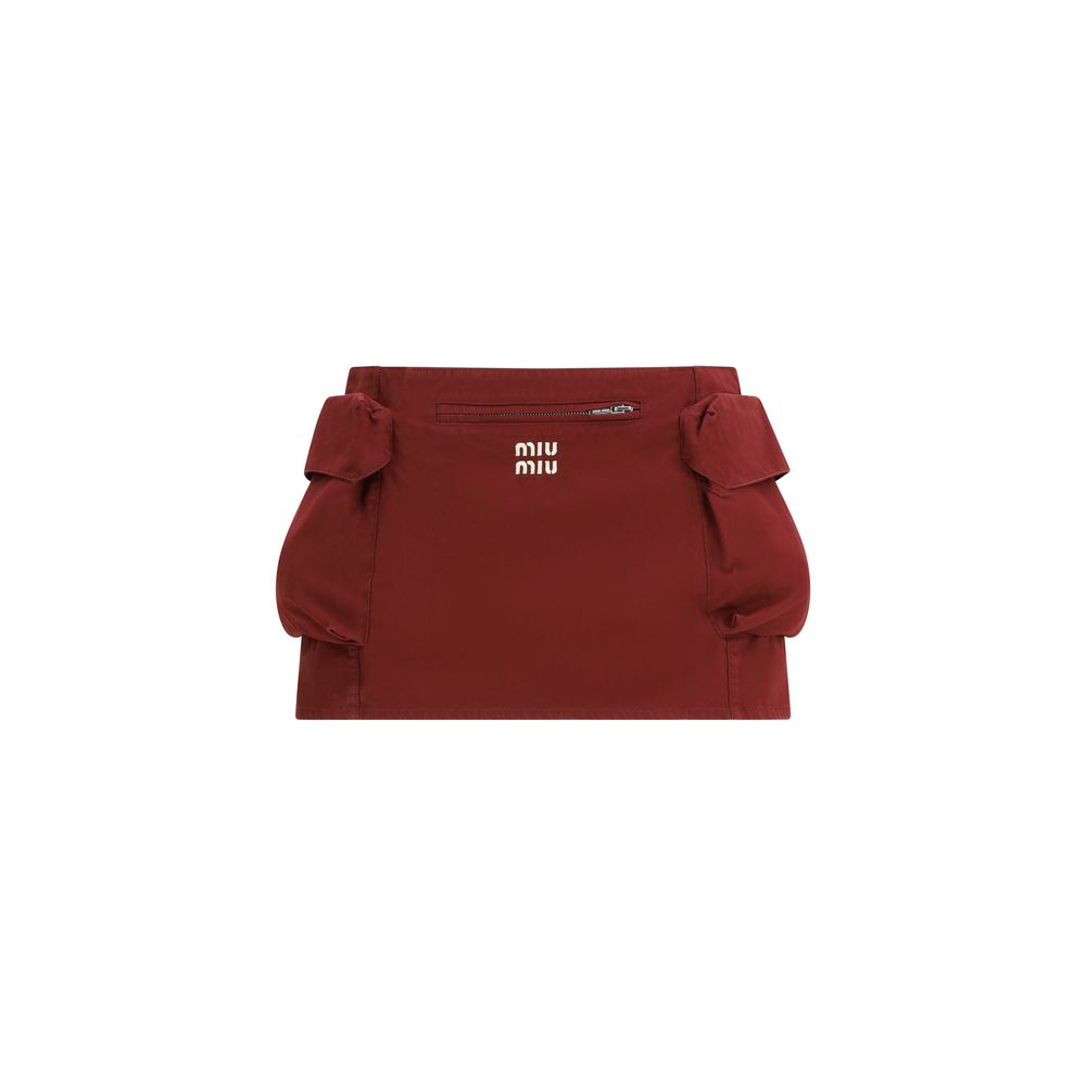 Mini-jupe Miu Miu en coton bordeaux