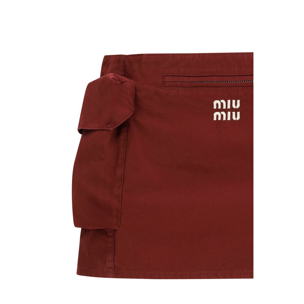 Mini-jupe Miu Miu en coton bordeaux