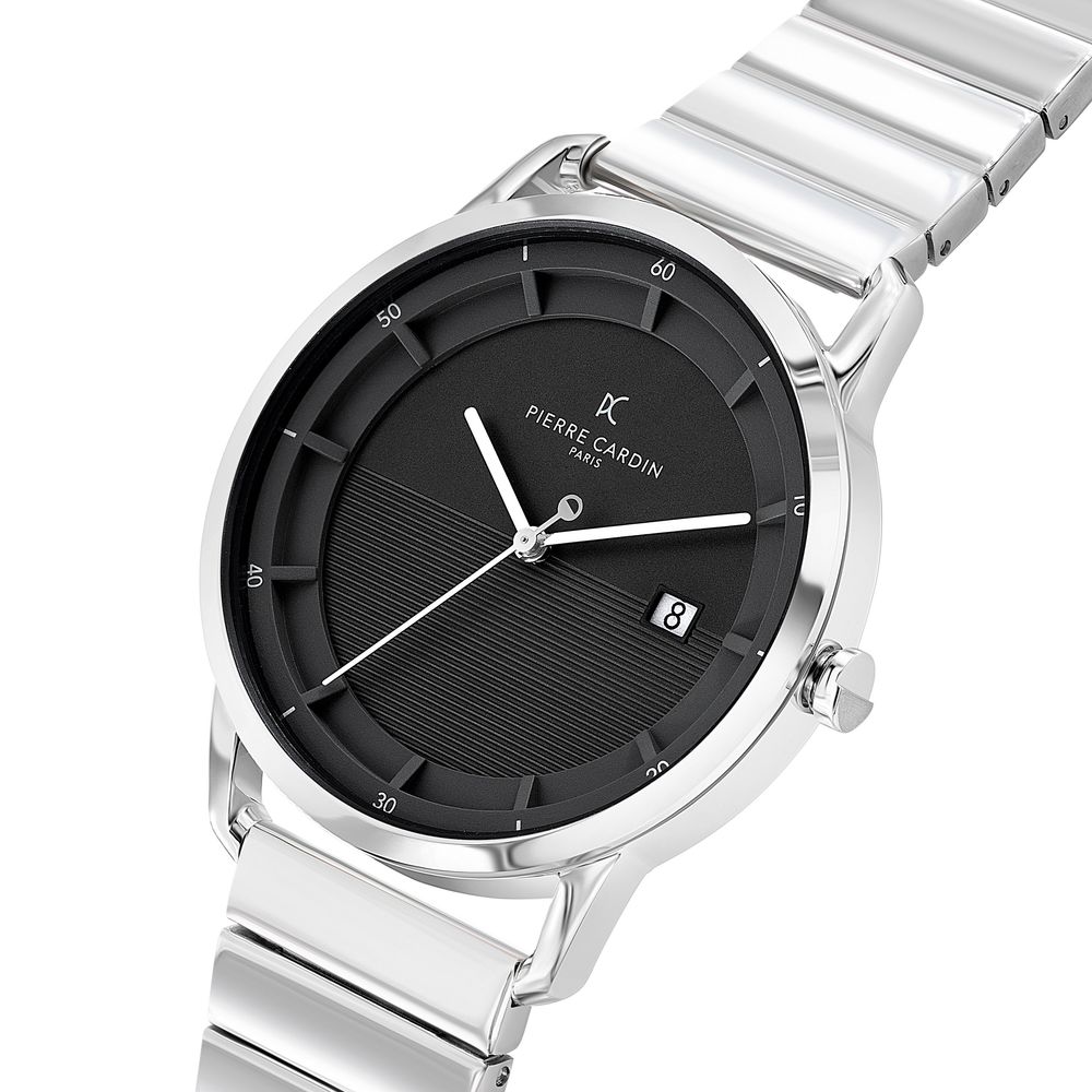 Montre habillée Pierre Cardin grise en acier inoxydable