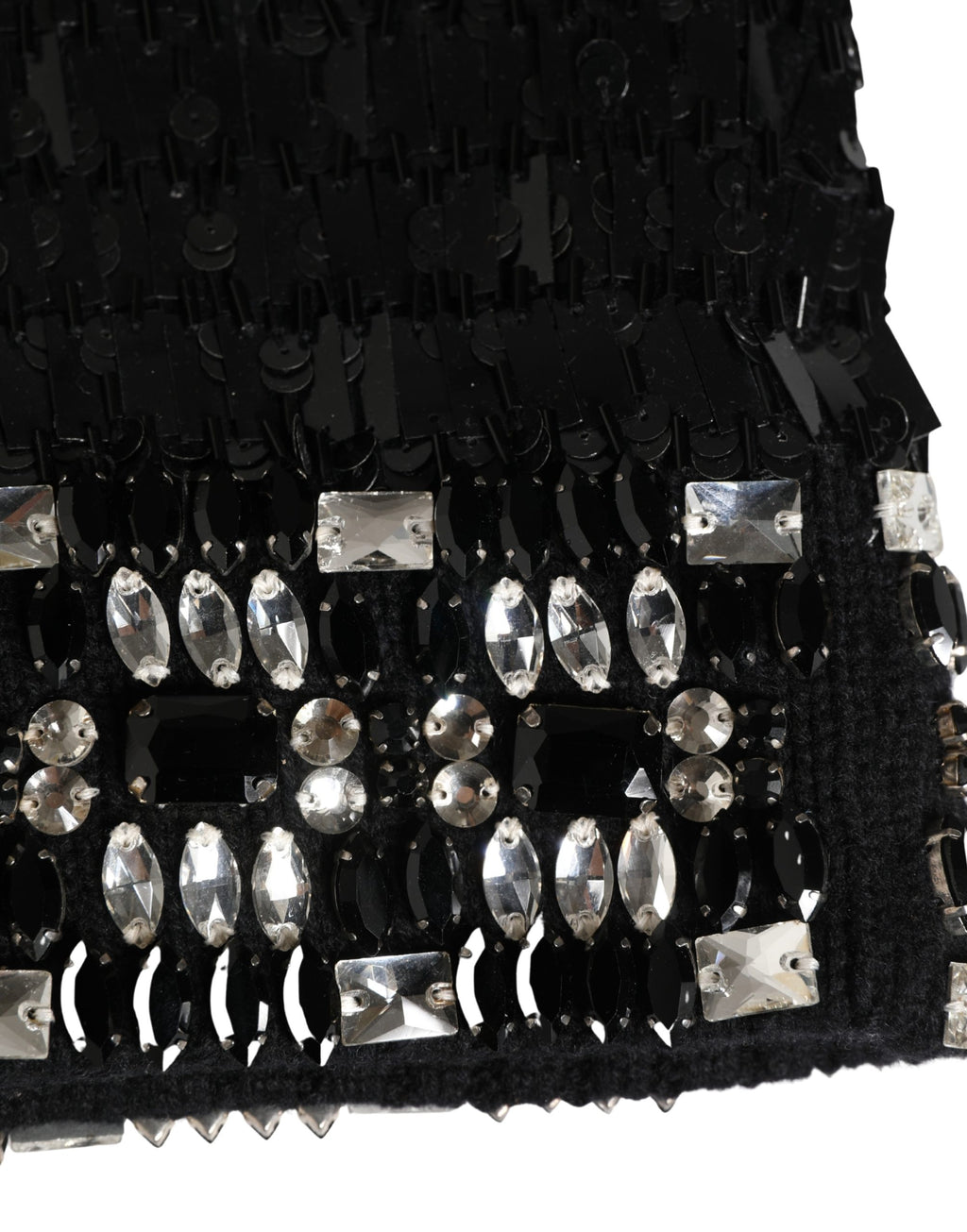 Passe-montagne Dolce & Gabbana en laine noire orné de cristaux