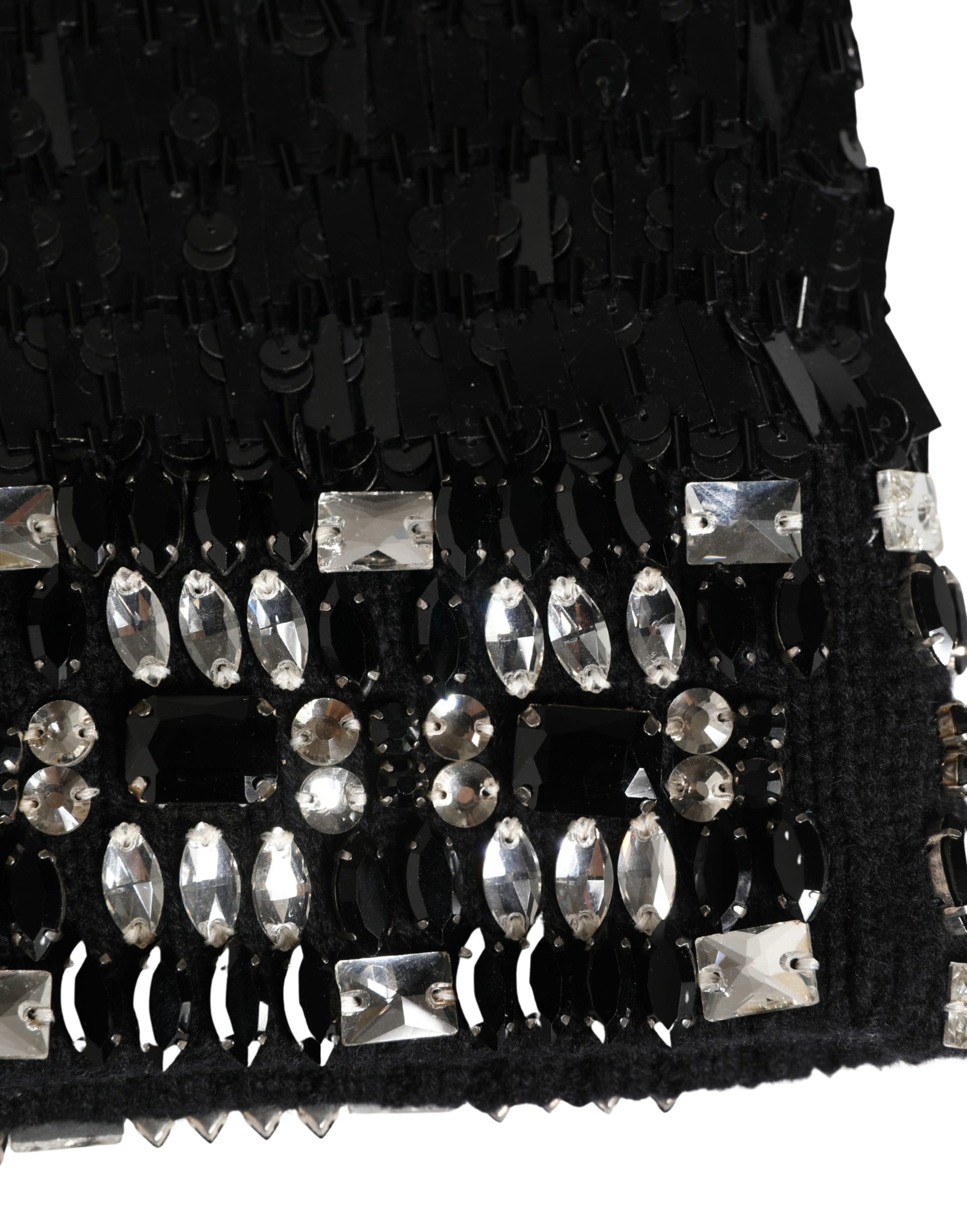 Passe-montagne Dolce & Gabbana en laine noire orné de cristaux