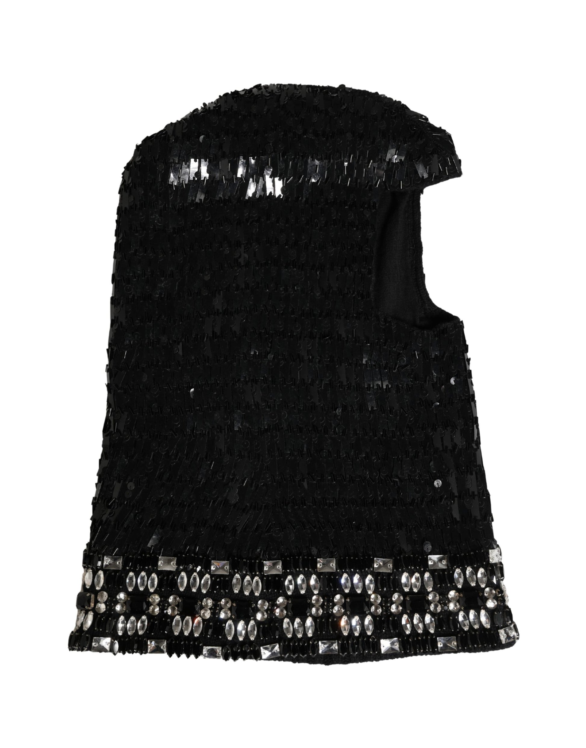 Passe-montagne Dolce & Gabbana en laine noire orné de cristaux