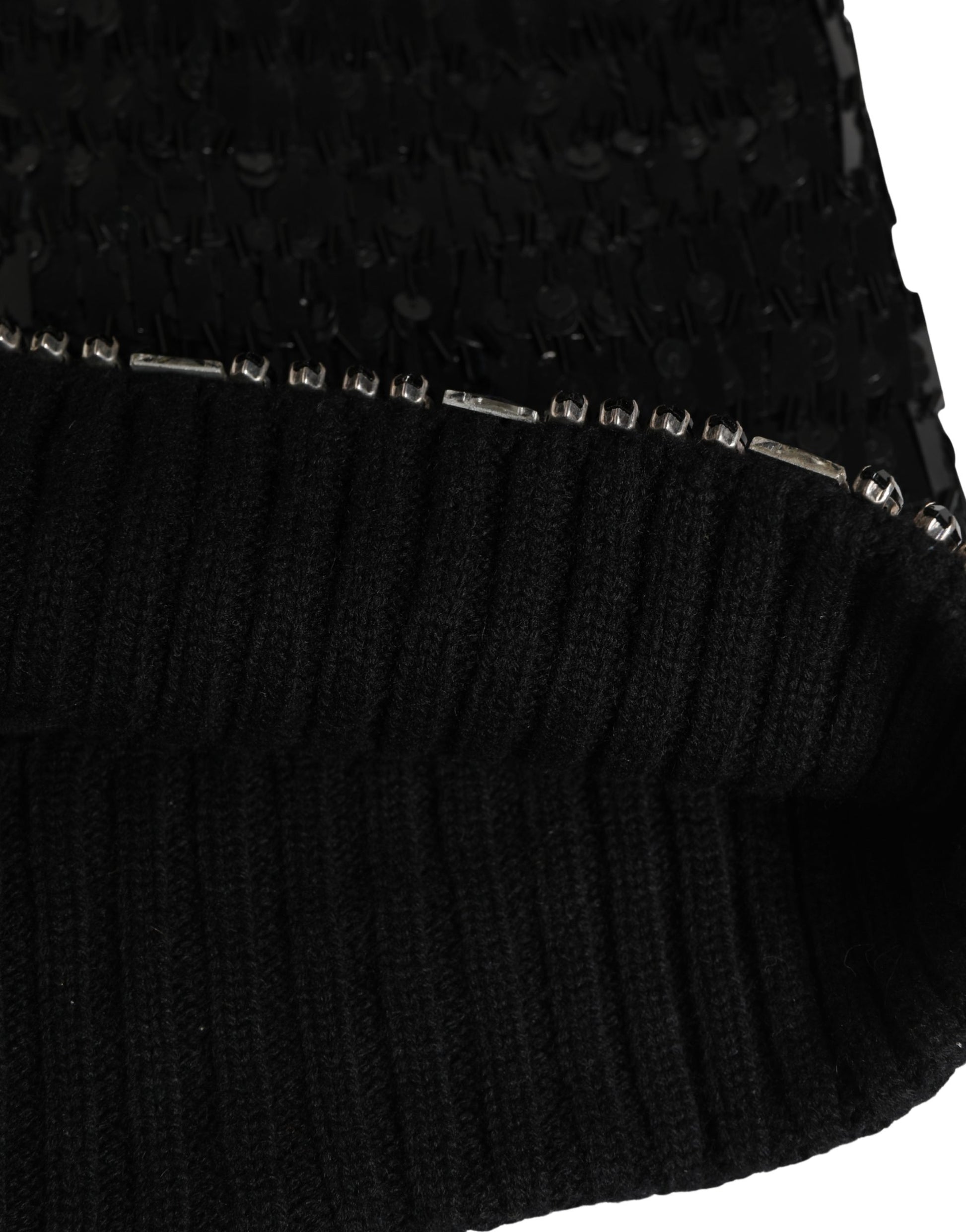 Passe-montagne Dolce & Gabbana en laine noire orné de cristaux