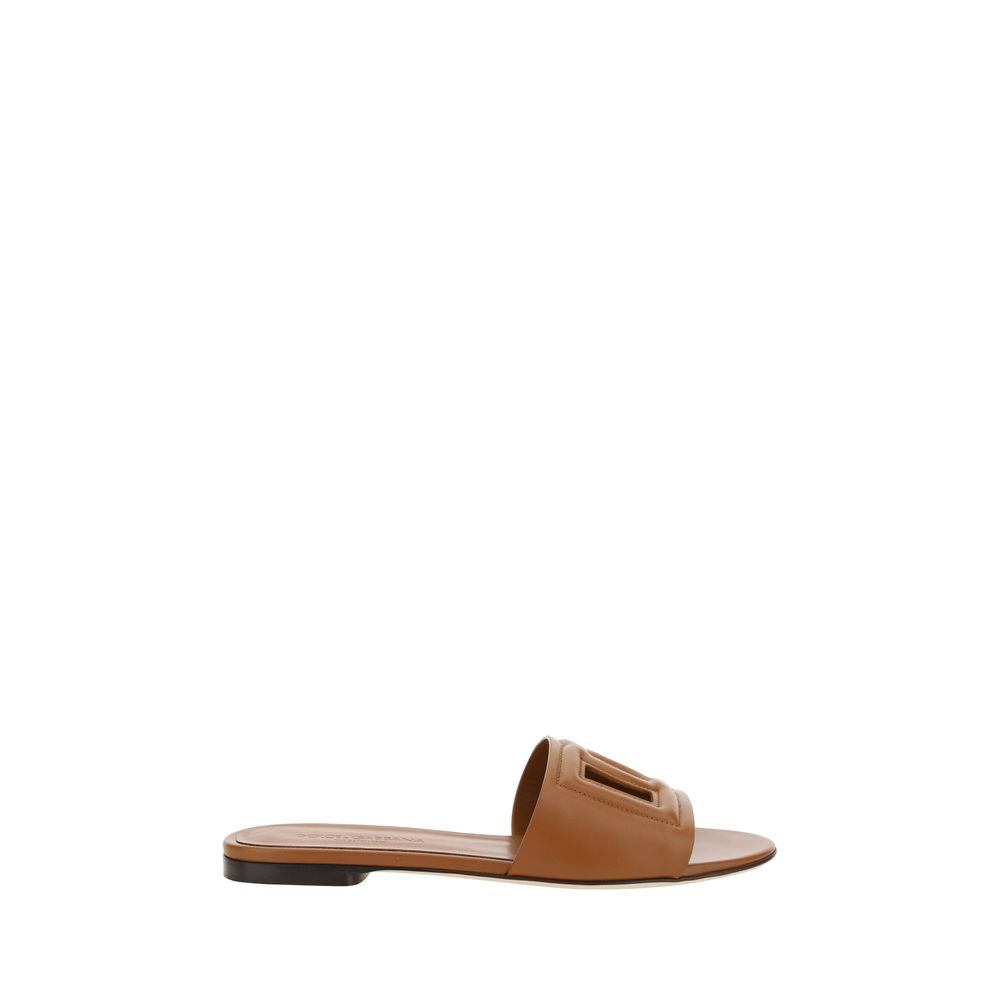 Sandales plates Dolce & Gabbana en cuir de veau marron Bos Taurus