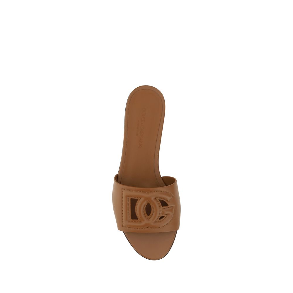 Sandales plates Dolce & Gabbana en cuir de veau marron Bos Taurus