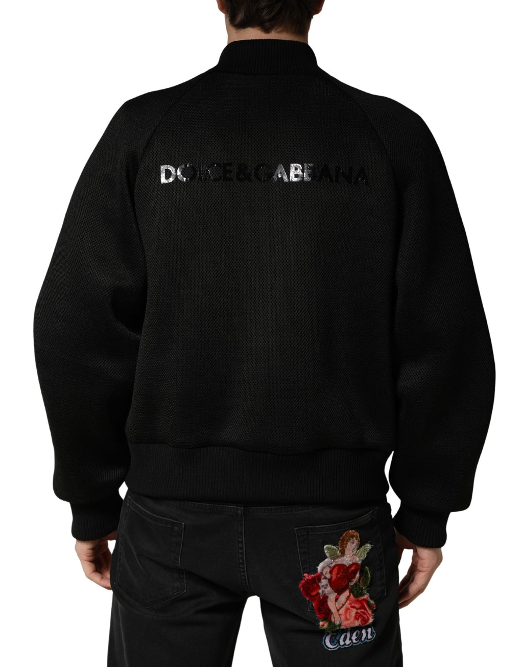 Dolce & Gabbana Black Bomber for Men side view