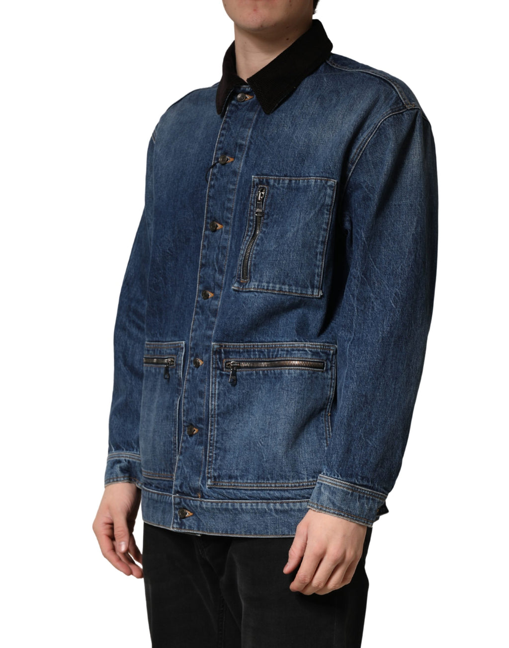 Dolce & Gabbana Black Denim Jackets for Men detail view