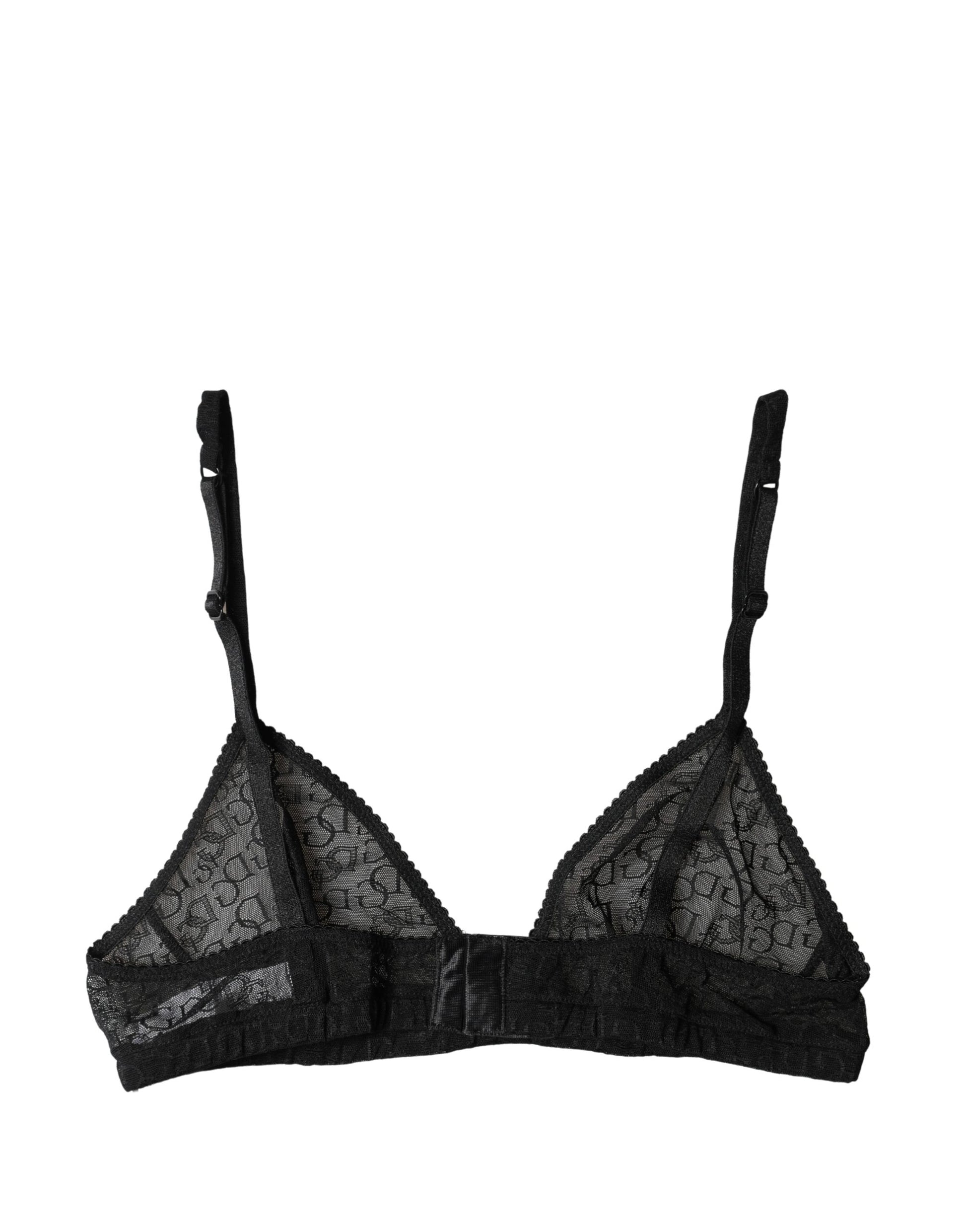 Soutien-gorge Dolce & Gabbana noir avec logo Mania et bonnets souples transparents