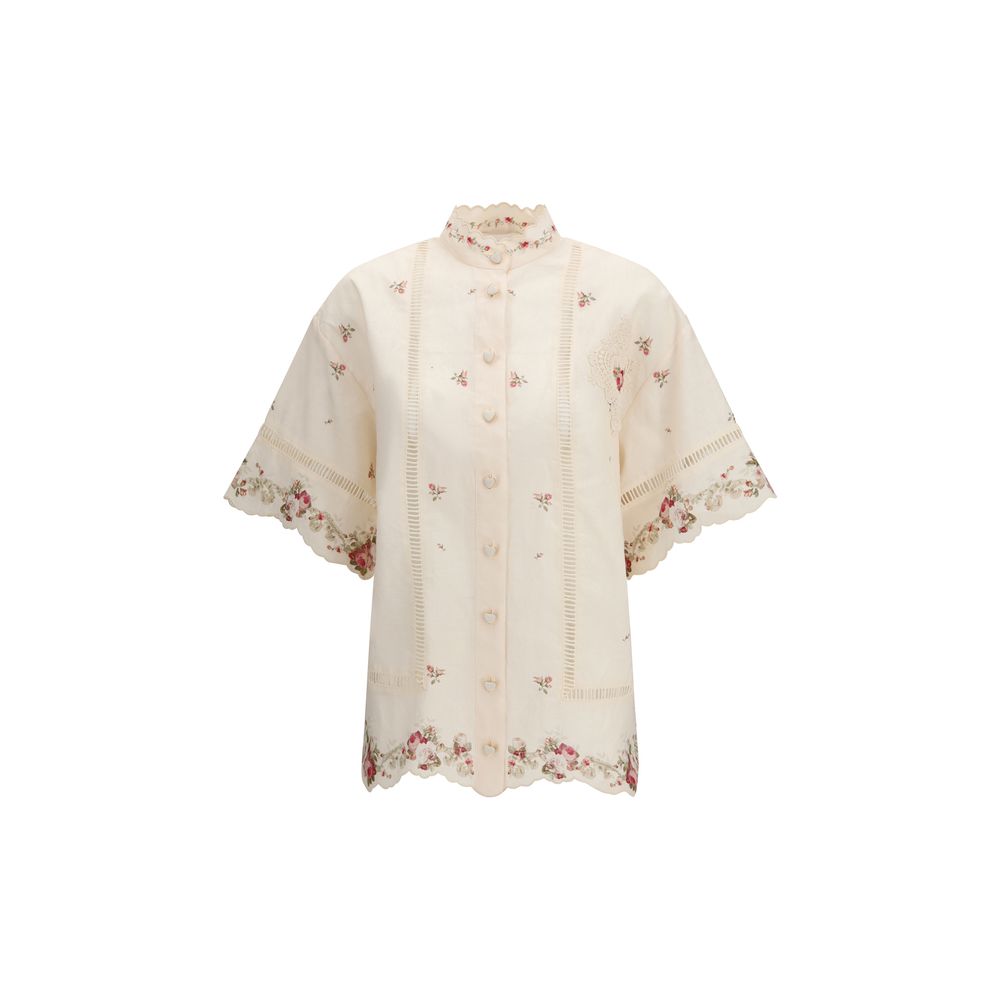 Chemise en lin à motifs beige Zimmermann