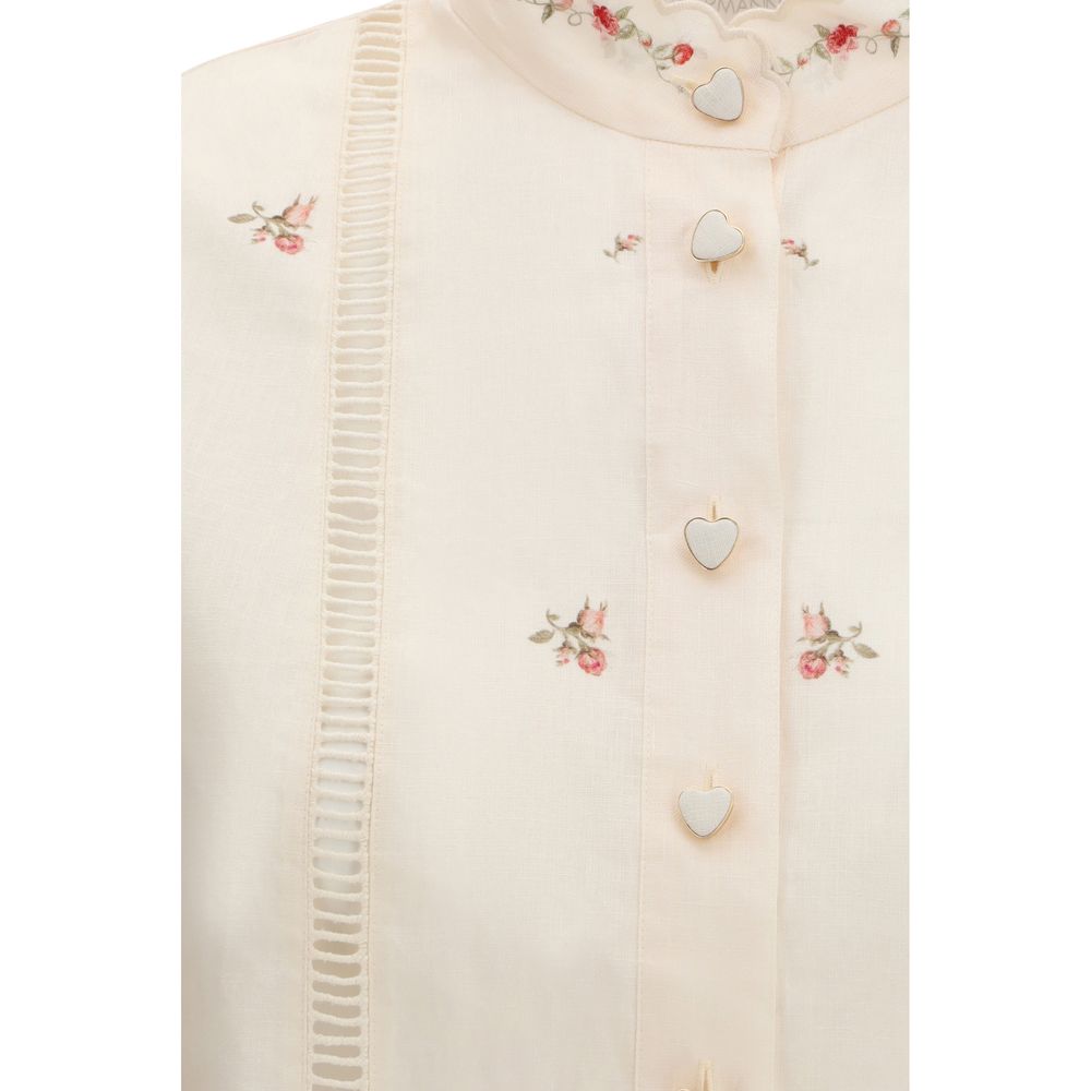 Chemise en lin à motifs beige Zimmermann