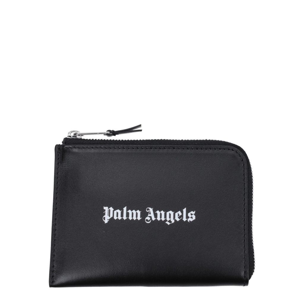 Palm Angels Porte-cartes en cuir noir