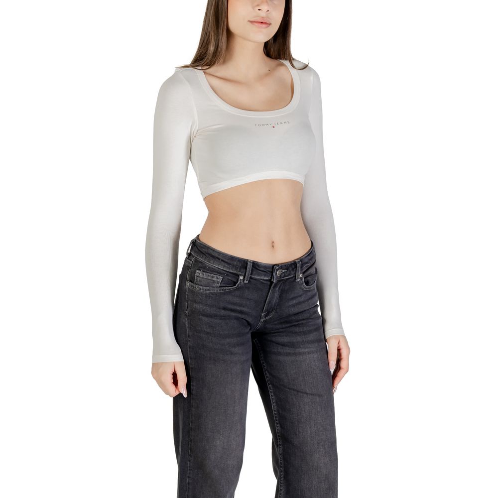 Tommy Hilfiger Jeans White Long Sleeve T-Shirt for Women detail view