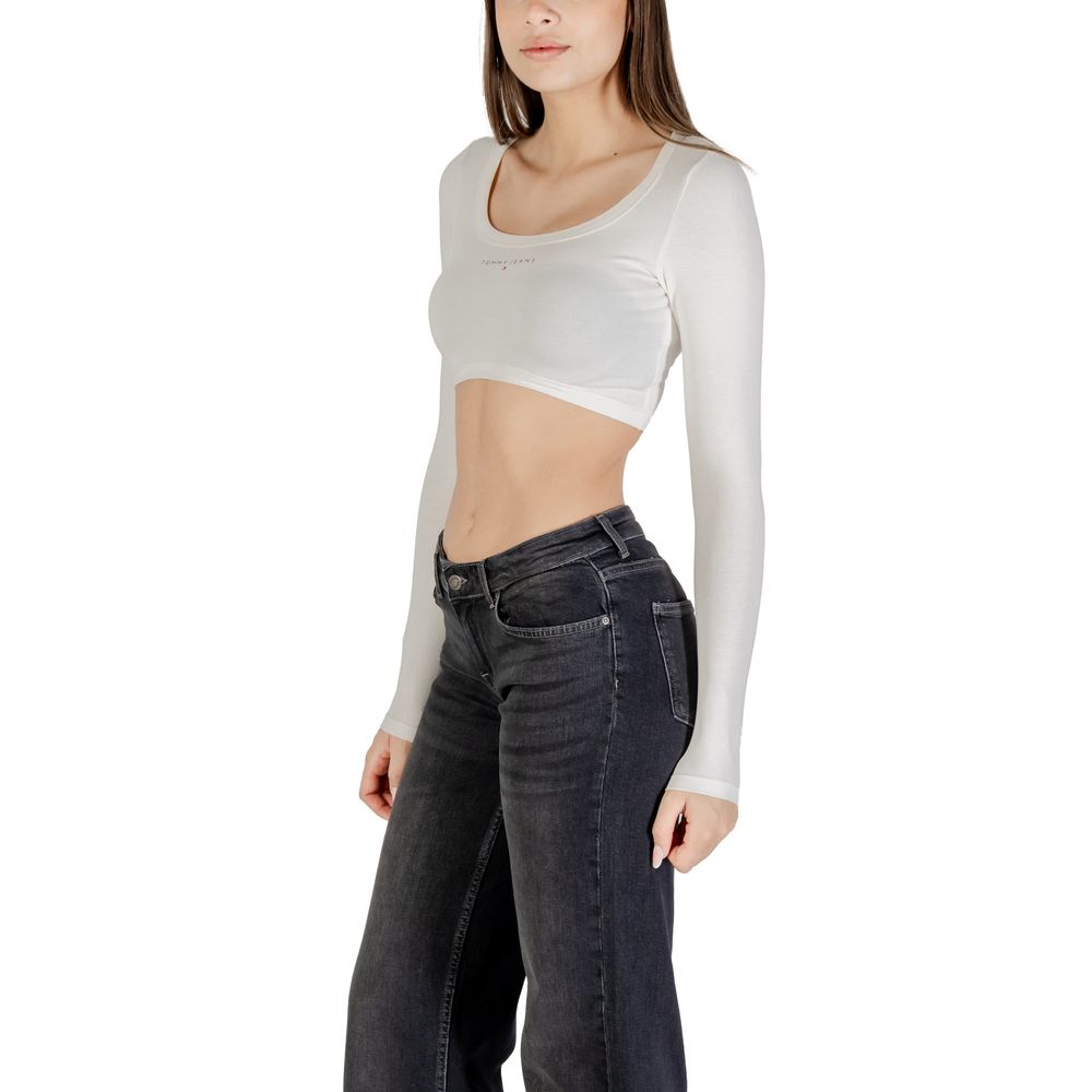 Tommy Hilfiger Jeans White Long Sleeve T-Shirt for Women side view