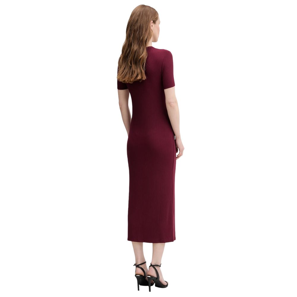 Robe longue en modal Calvin Klein Jeans couleur bordeaux